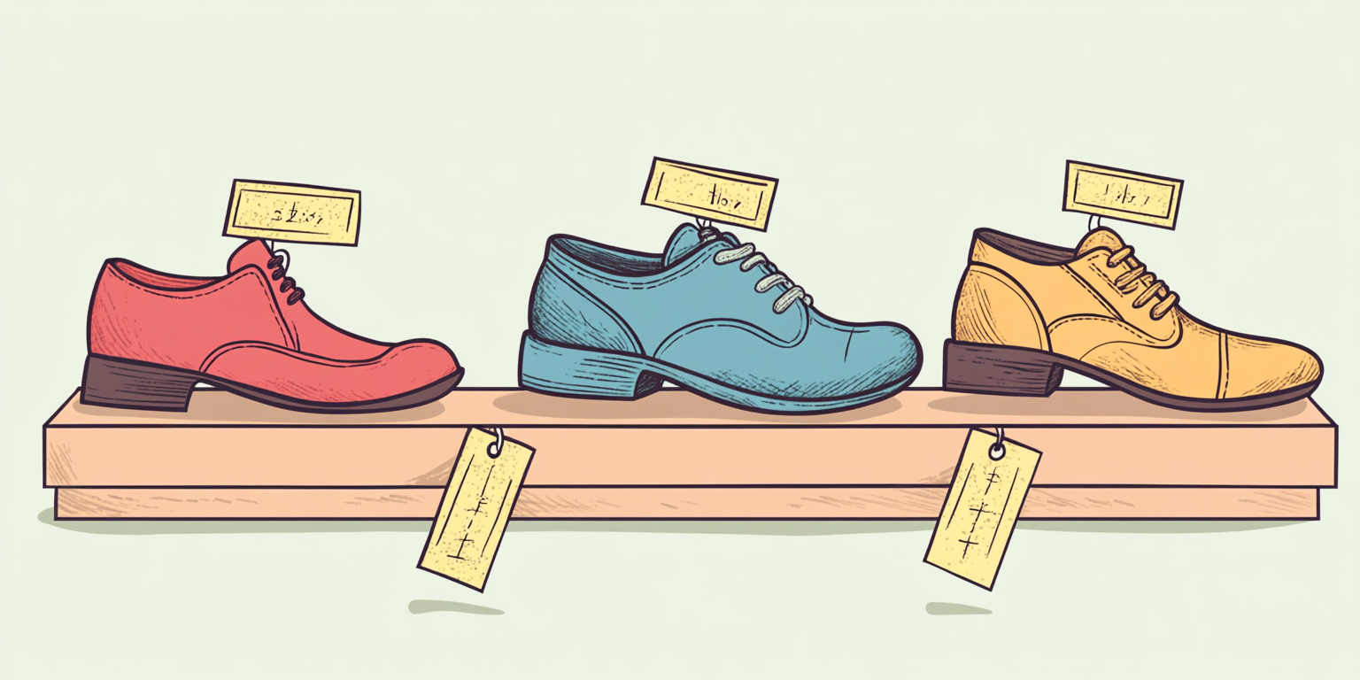 gogreener_95136_Cartoon_of_three_pairs_of_shoes_in_a_step_by__eaaaaca8-3a8e-4b17-b30b-e274b548fc38_0