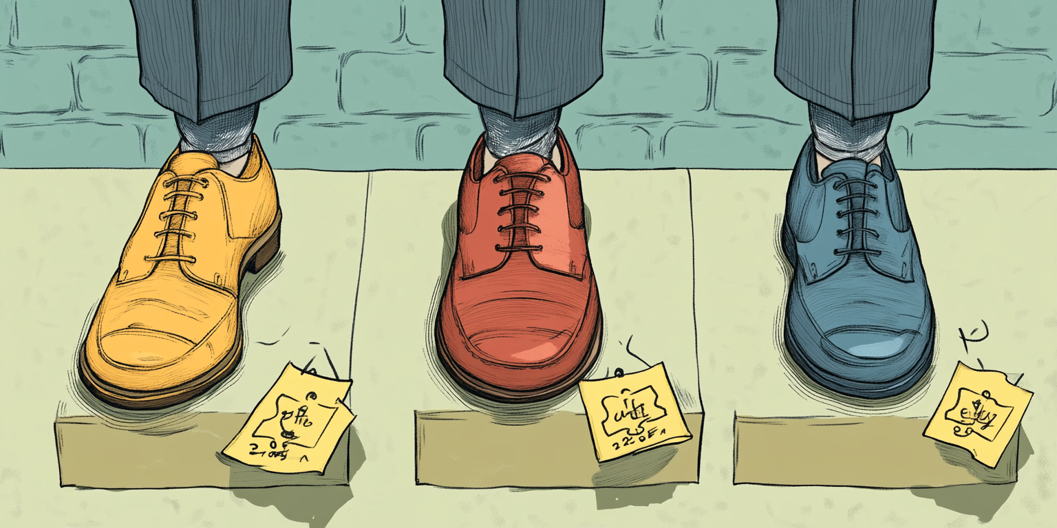 gogreener_95136_Cartoon_of_three_pairs_of_shoes_in_a_step_by__eaaaaca8-3a8e-4b17-b30b-e274b548fc38_2