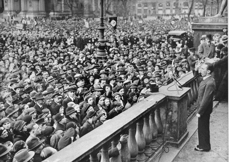 Large Nazi rally illustrating mass spectacle and visible political conformity