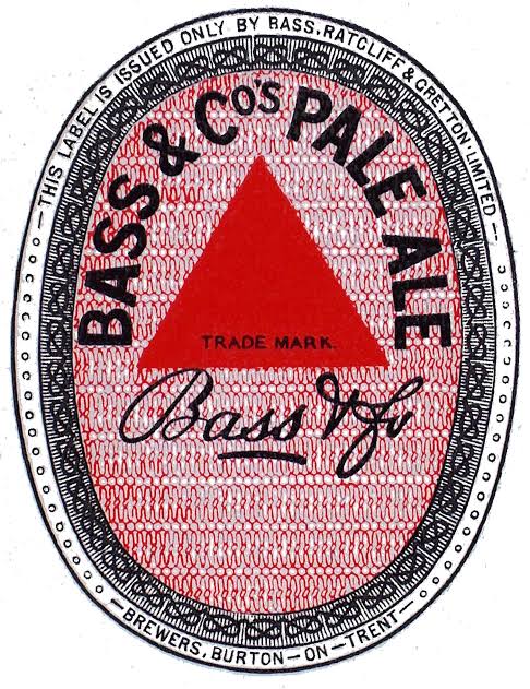 Historic Bass Pale Ale label featuring the red triangle trade mark