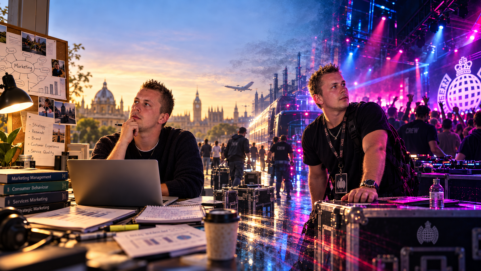 Will Green balancing marketing study with his Ministry of Sound and Housexy tour-manager work
