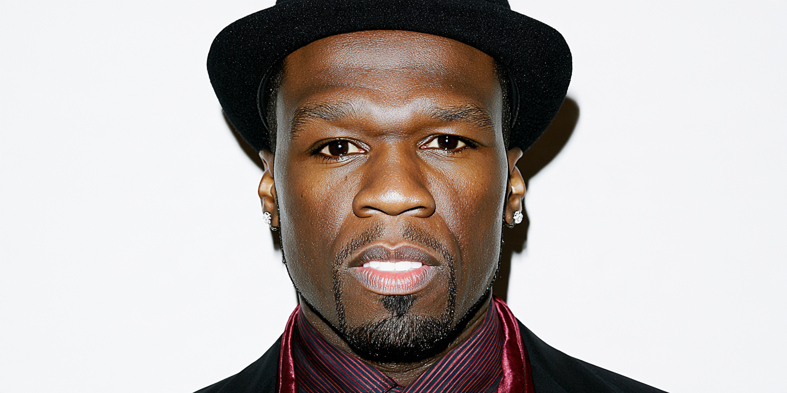 Portrait of 50 Cent in a black hat during his rise as a recording artist