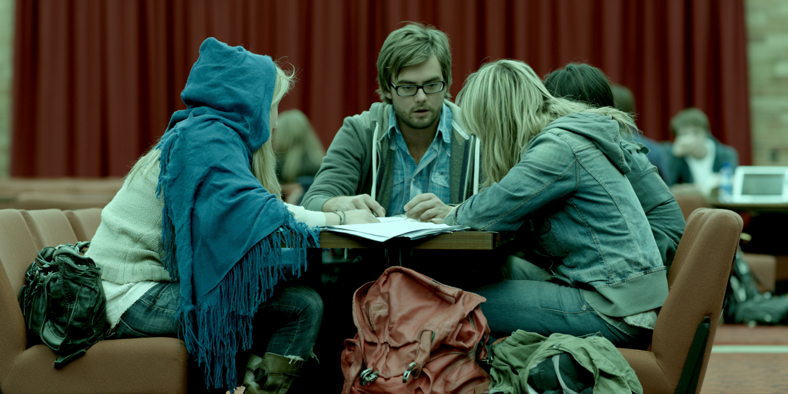 University students learning together through face-to-face discussion