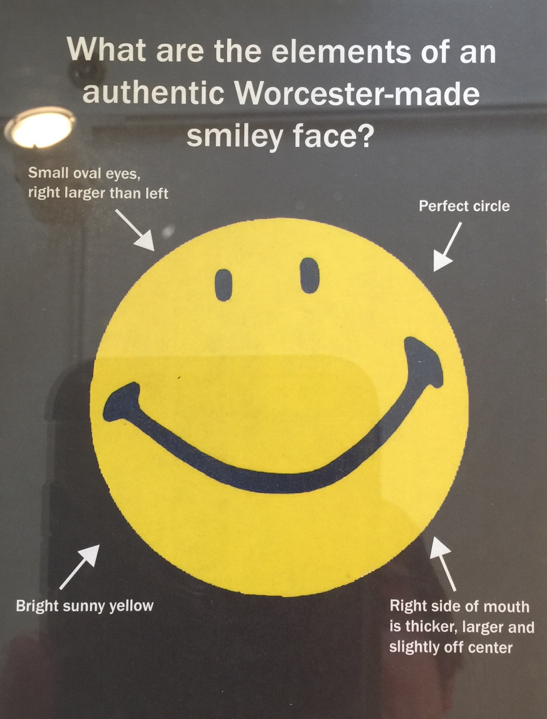 Authentic Worcester-made smiley face based on Harvey Ball's 1963 design